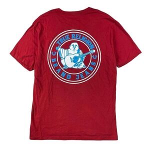 True Religion t shirt mens medium buddha graphic red streetwear short sleeve